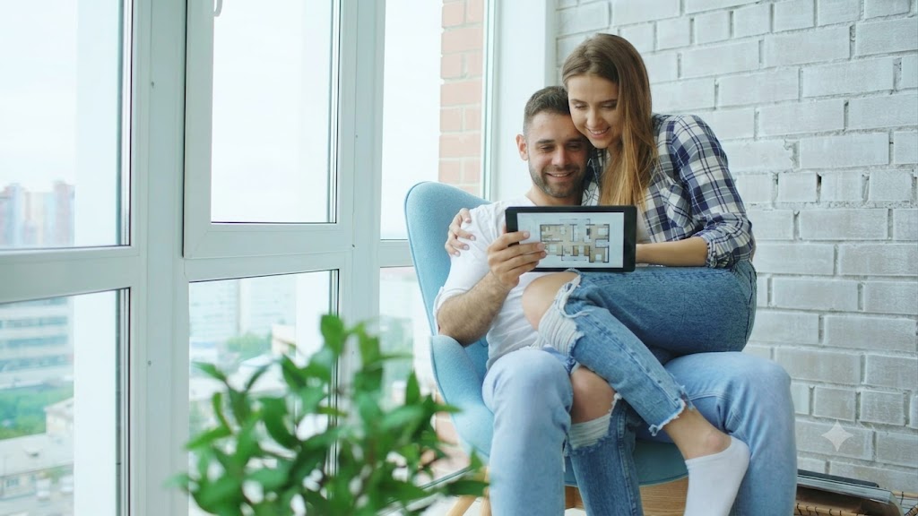 Melbourne first home buyer couple reviewing floor plans and property options with MortgageHQ mortgage broker